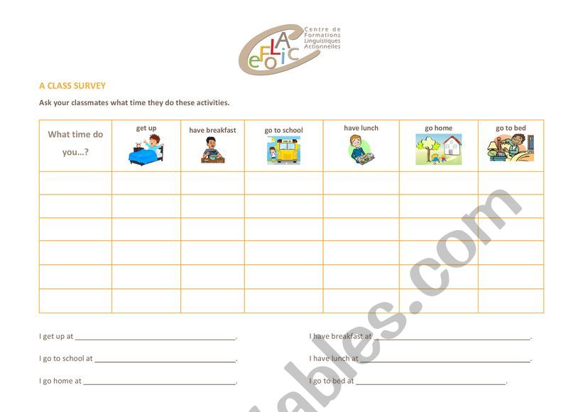 Time and daily routine class survey