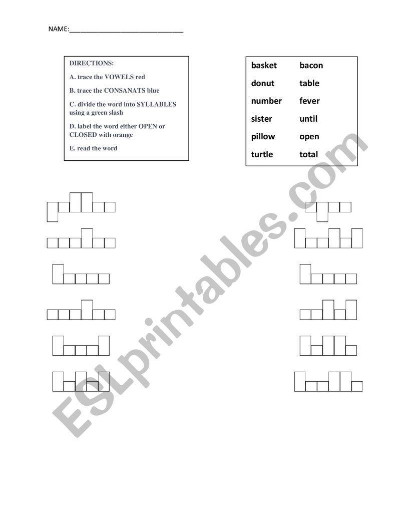 Labeling Words worksheet