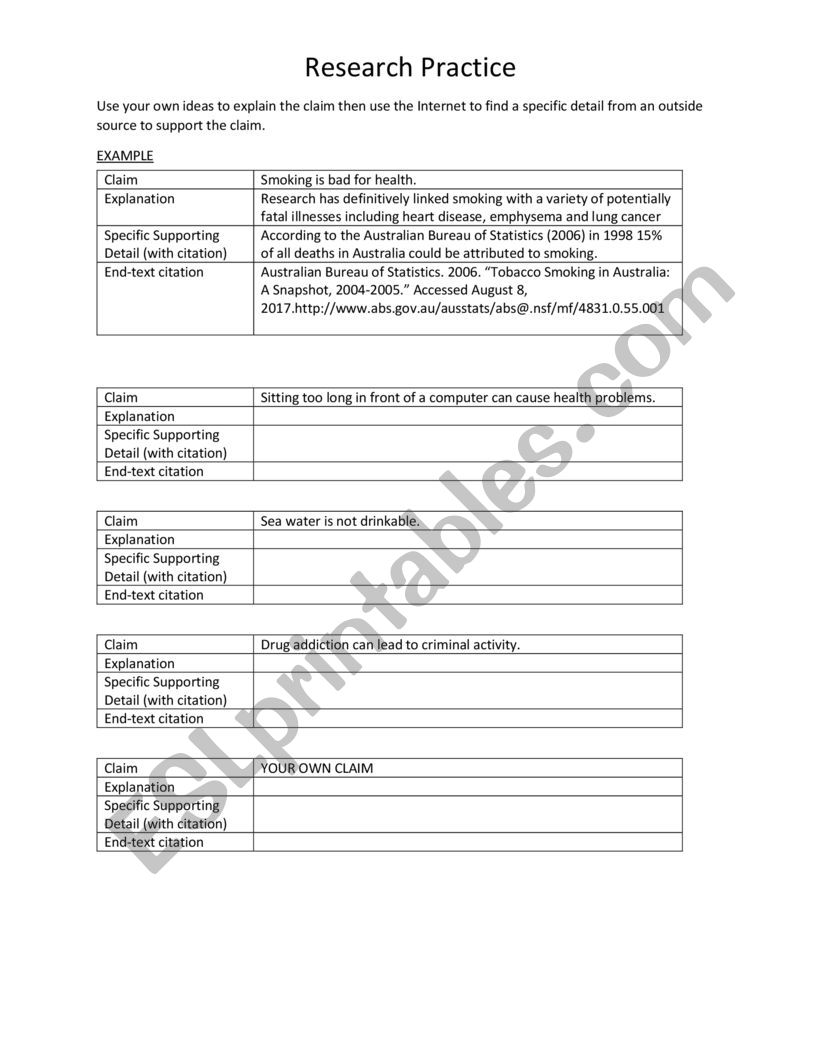 EAP Research practice worksheet
