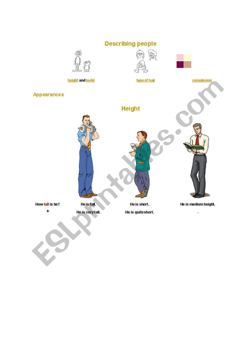 Describibg  people worksheet