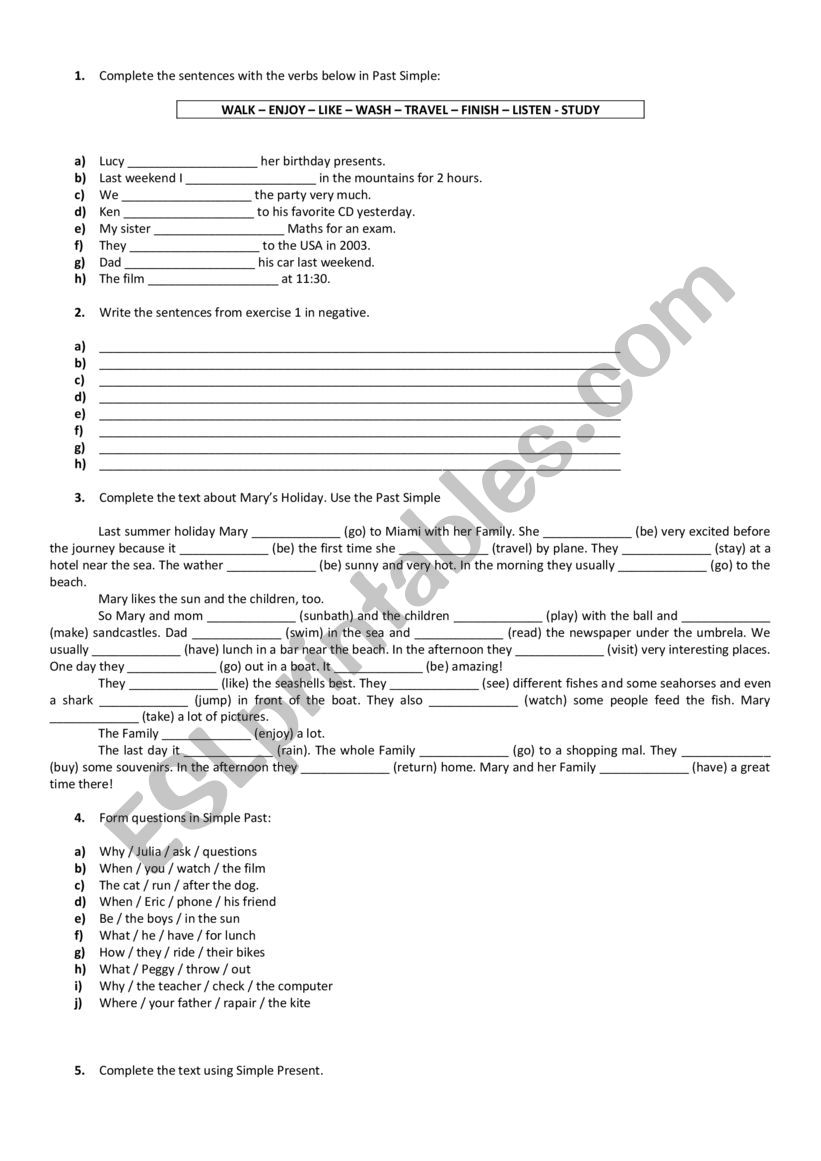 Simple Past worksheet