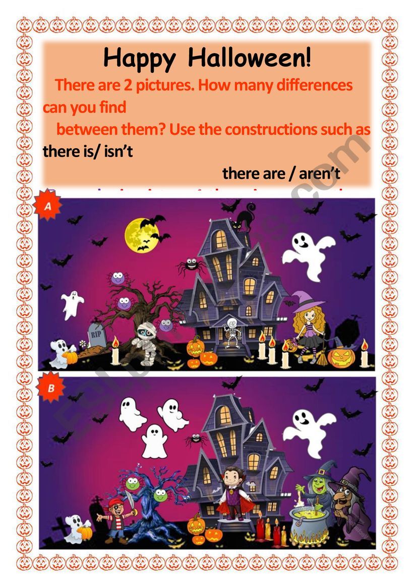 Halloween Spor differences worksheet