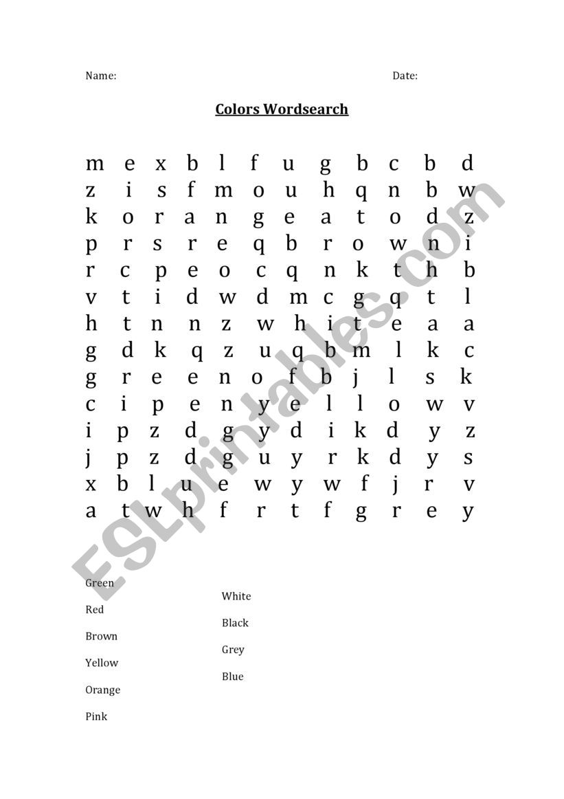 Colors Worksheet worksheet