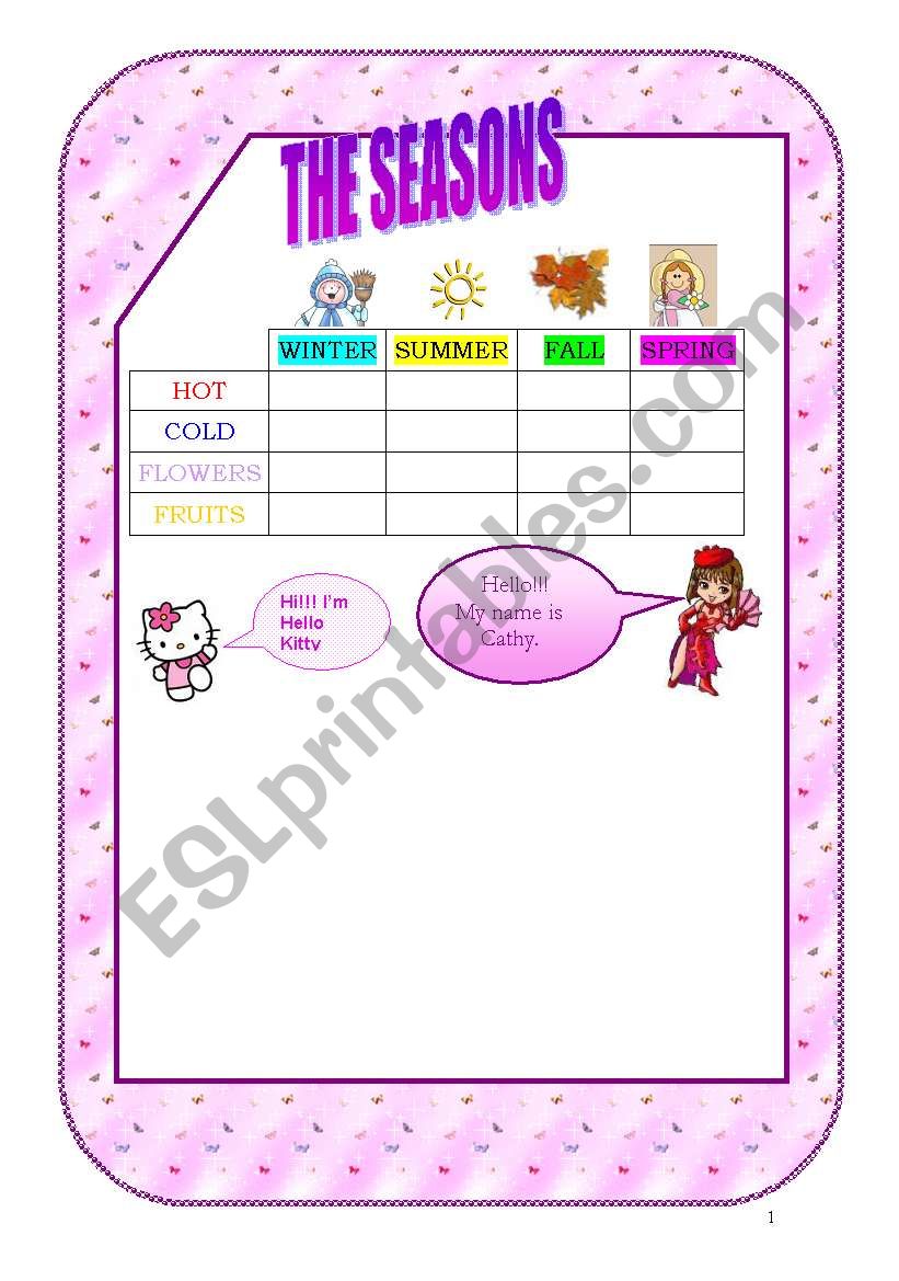 Seasons and animals worksheet