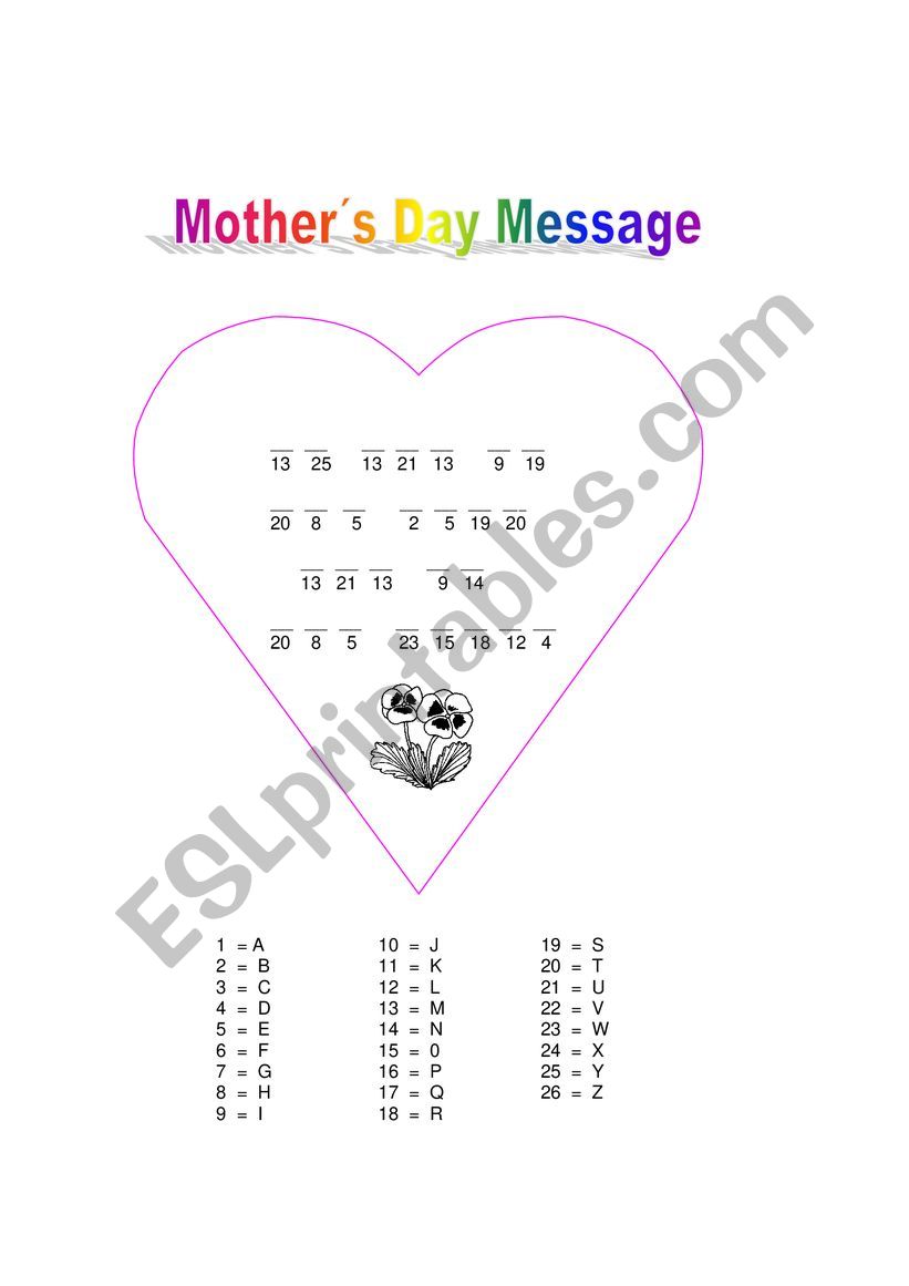 mothers day worksheet