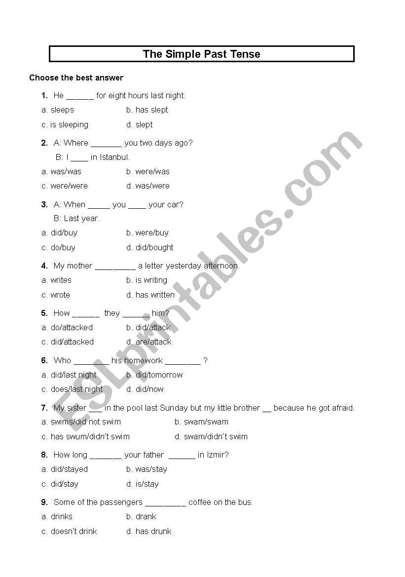 The Simple Past Tense worksheet