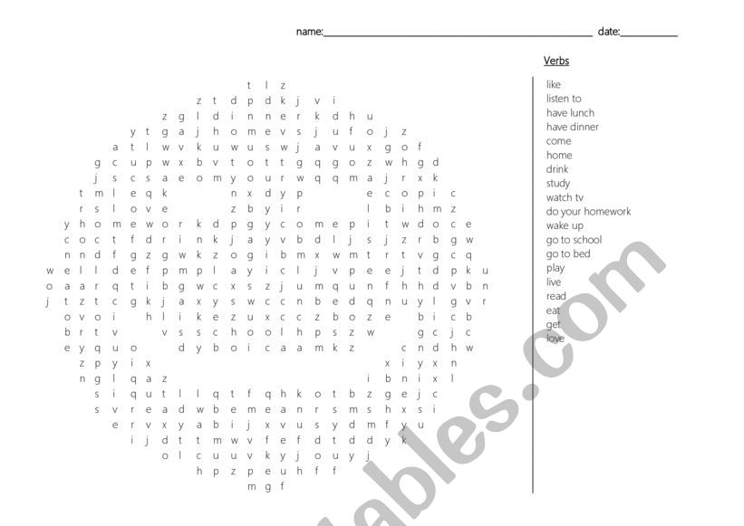 Routine verbs worksheet