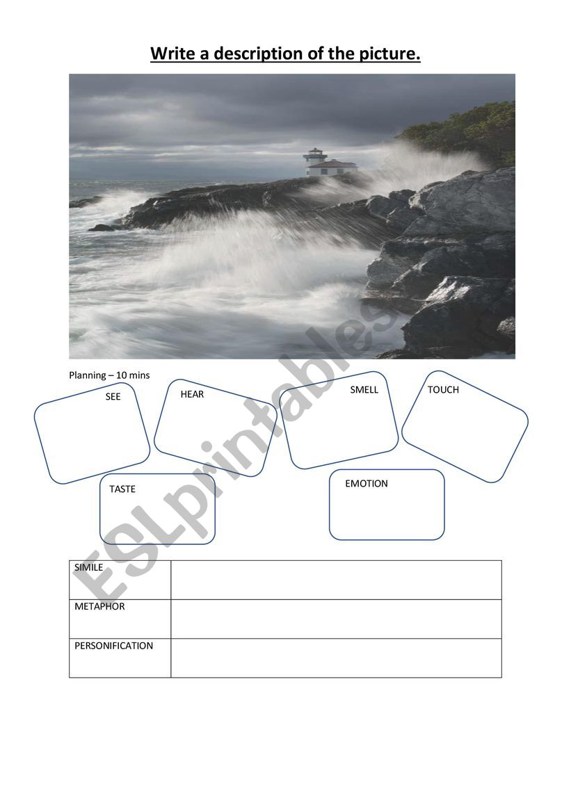 descriptive writing worksheet