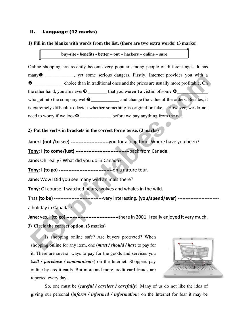 9th form mid term test 1 (part 1) 