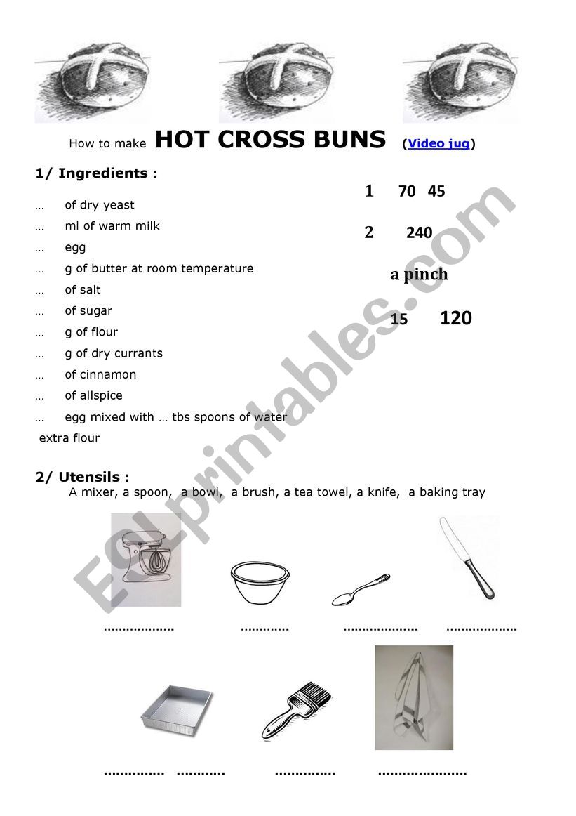 A recipe worksheet
