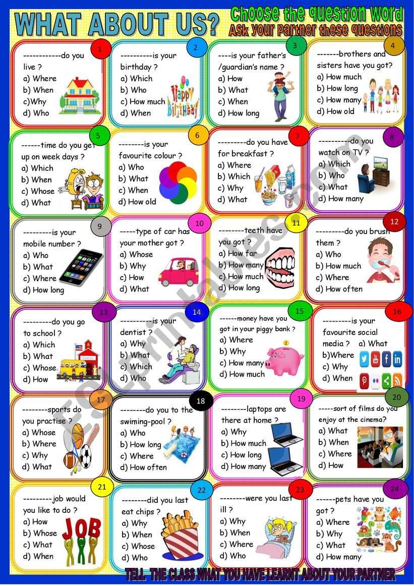 Question words and pair work worksheet