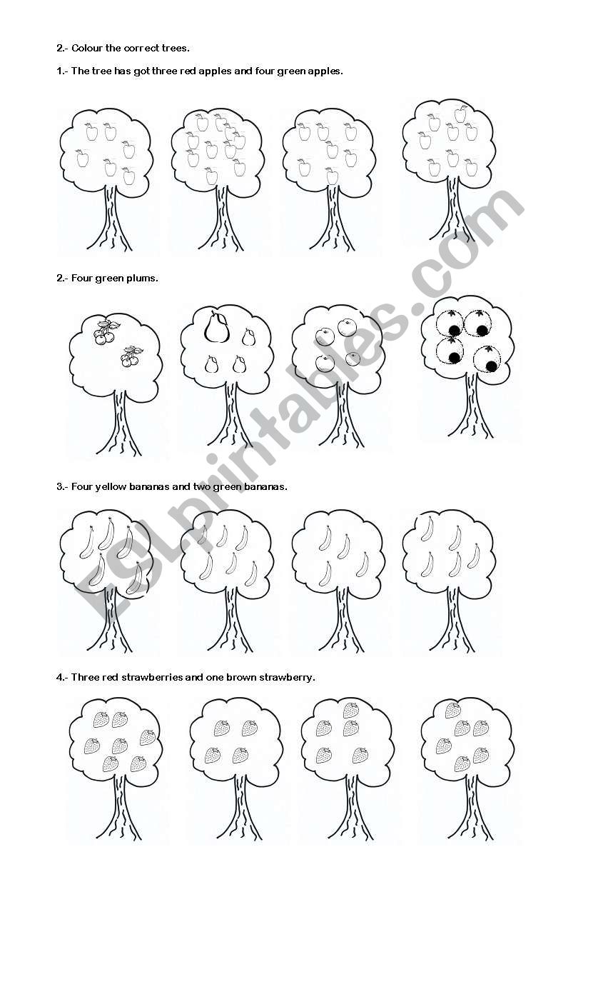 Test fruits second part worksheet