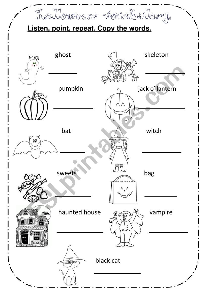 Halloween vocabulary worksheet