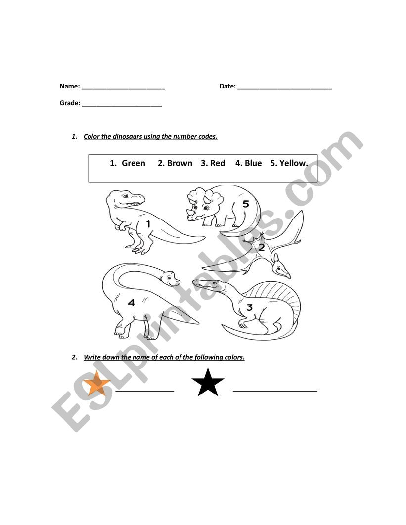 Colours Worksheet ESL worksheet