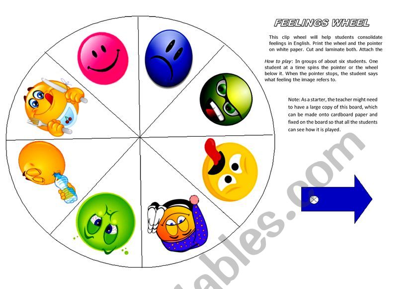 Feelings Spin Wheel worksheet