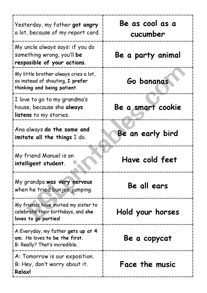 IDIOMS worksheet