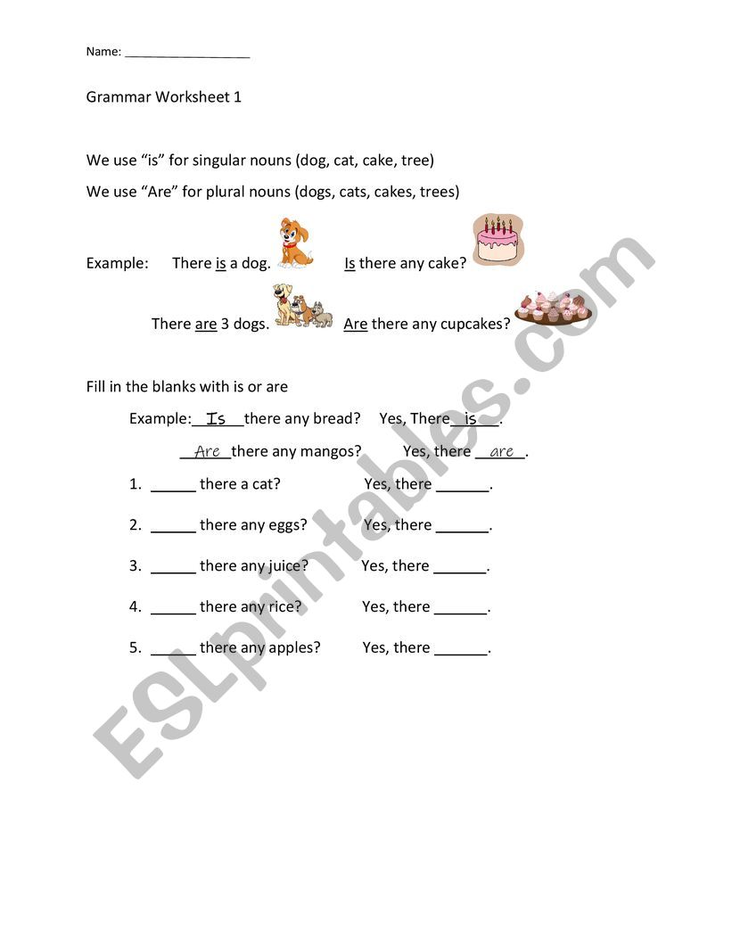 Is or Are worksheet