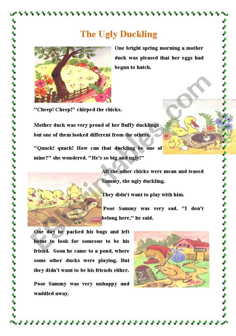The Ugly Duckling  Part 1 worksheet