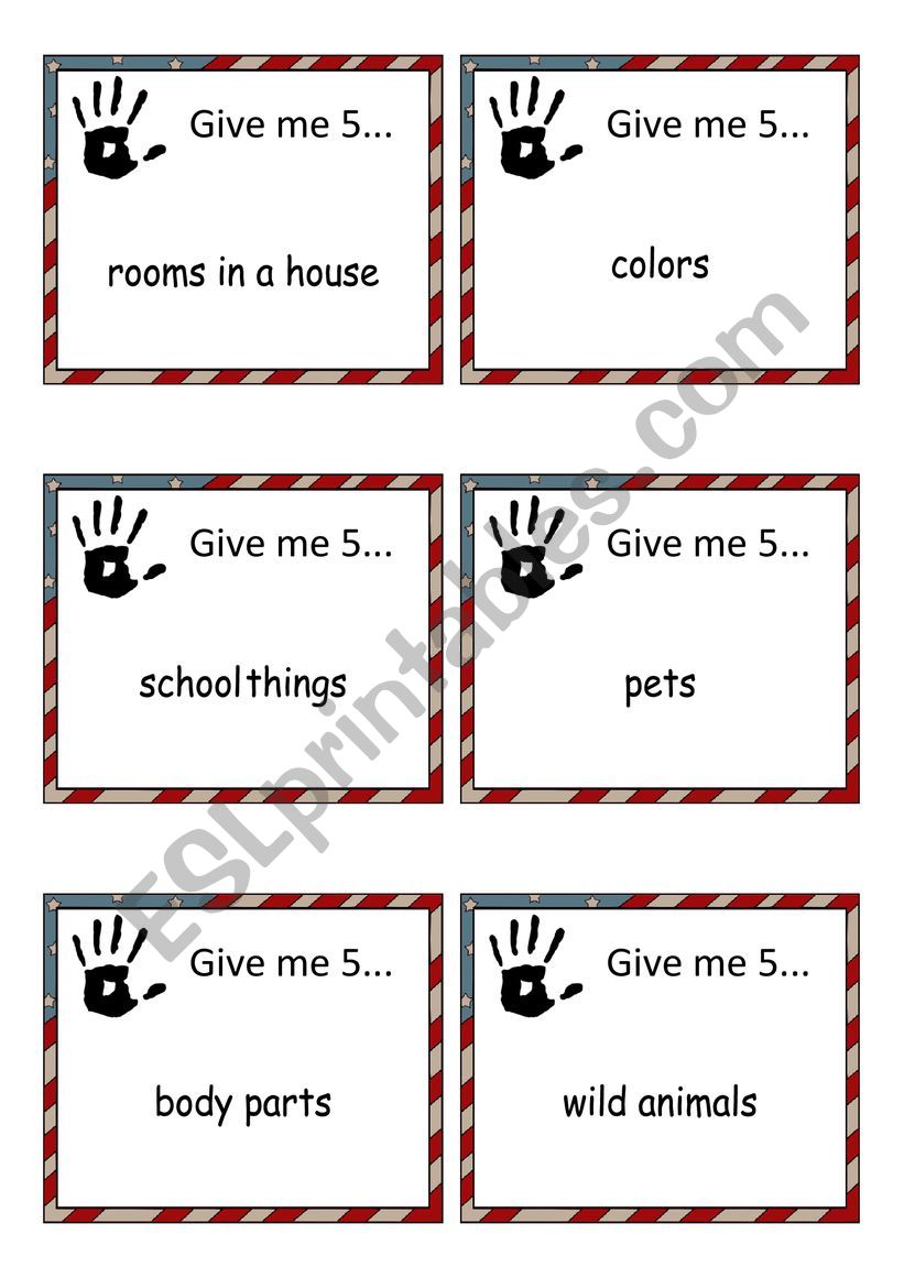 Give me 5 - Warming up  worksheet