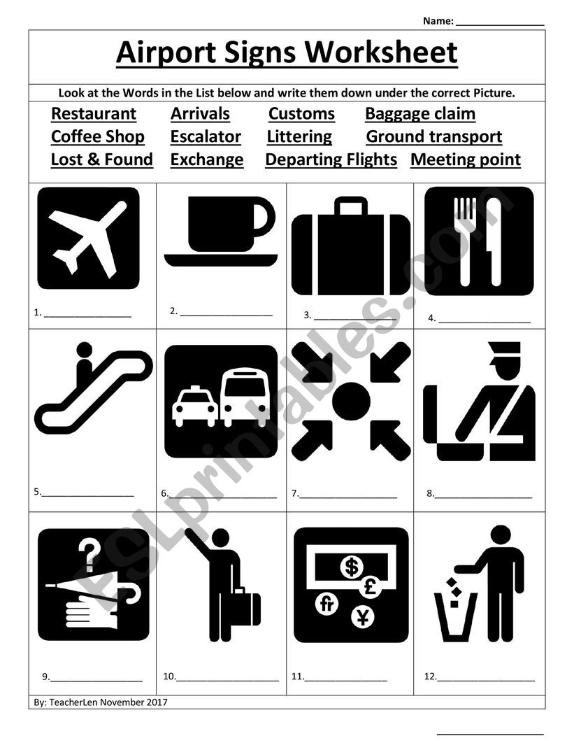 Airport Worksheet worksheet