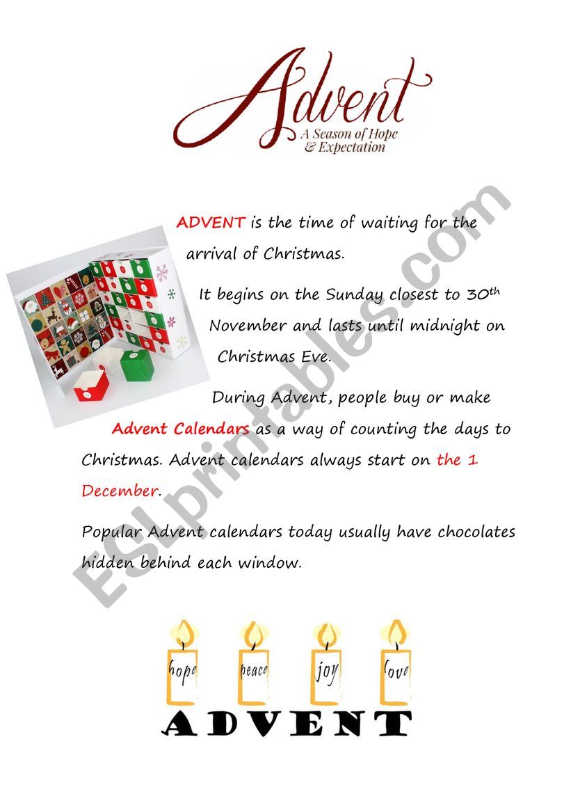 Advent  worksheet