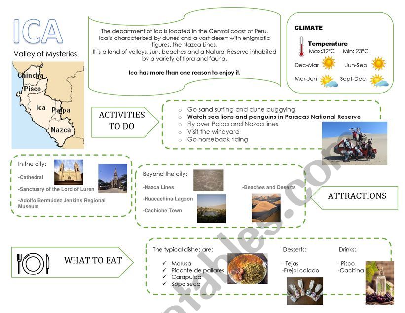 Infography about Peru: Ica worksheet
