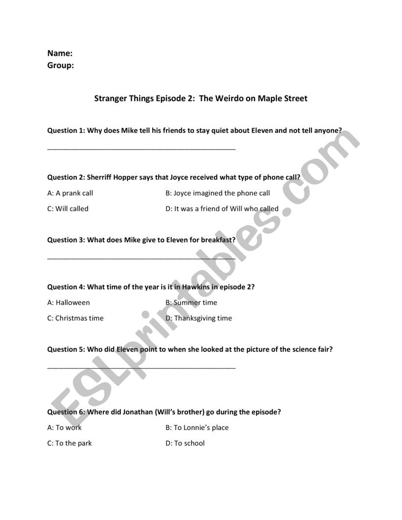 Stranger Things episode 2 questions