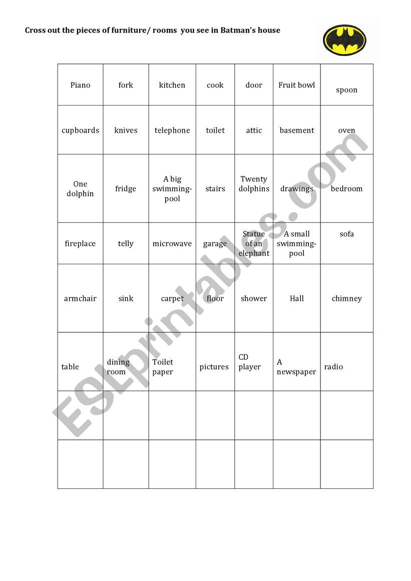 Furniture Review worksheet