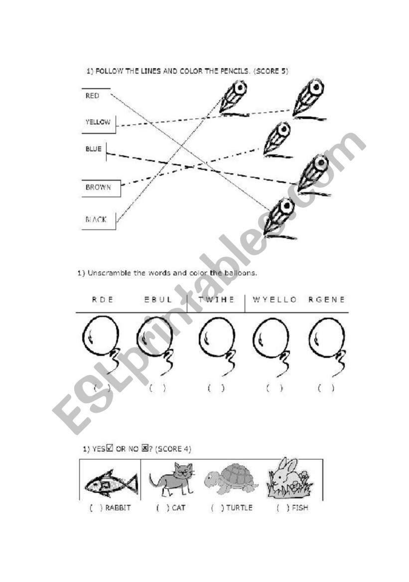 Colors, numbers and pets worksheet