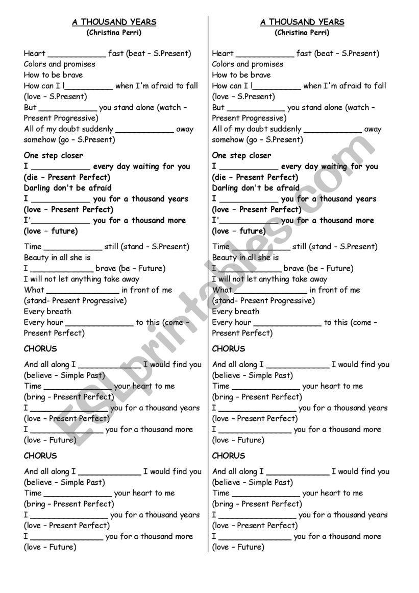 Song Activity - A thousand years