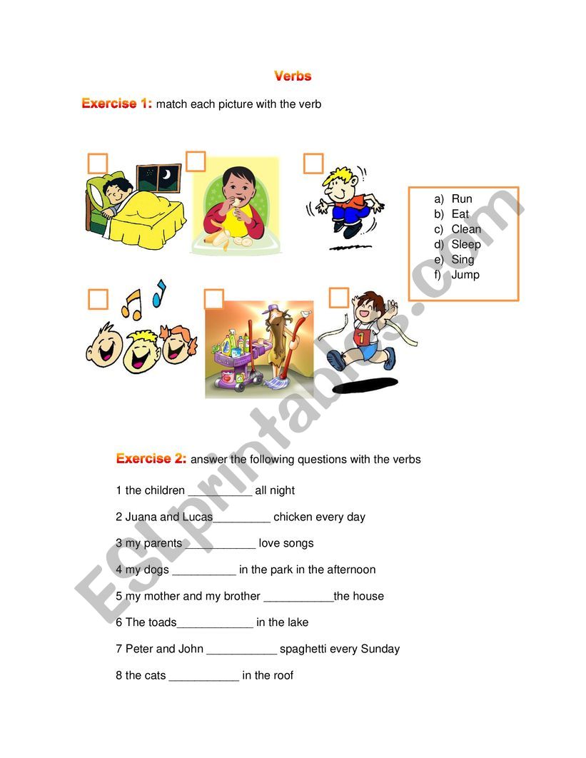 verbs practice  worksheet