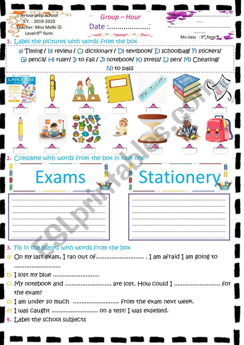 9th form consolidation worksheet