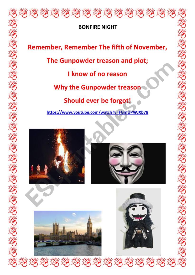 BONFIRE NIGHT IN THE UK worksheet