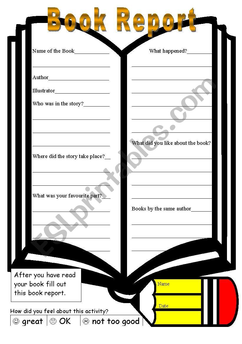 book report  worksheet