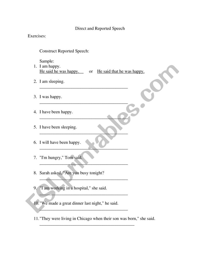 direct speech worksheet grade 4