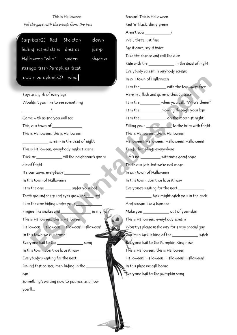 This is Halloween  song worksheet