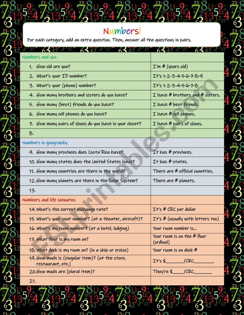 Using Numbers worksheet