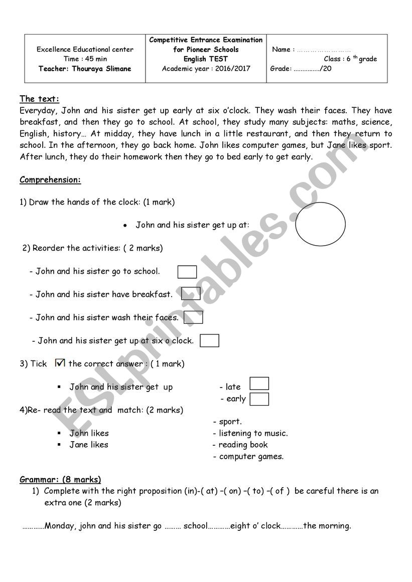 Evaluation worksheet