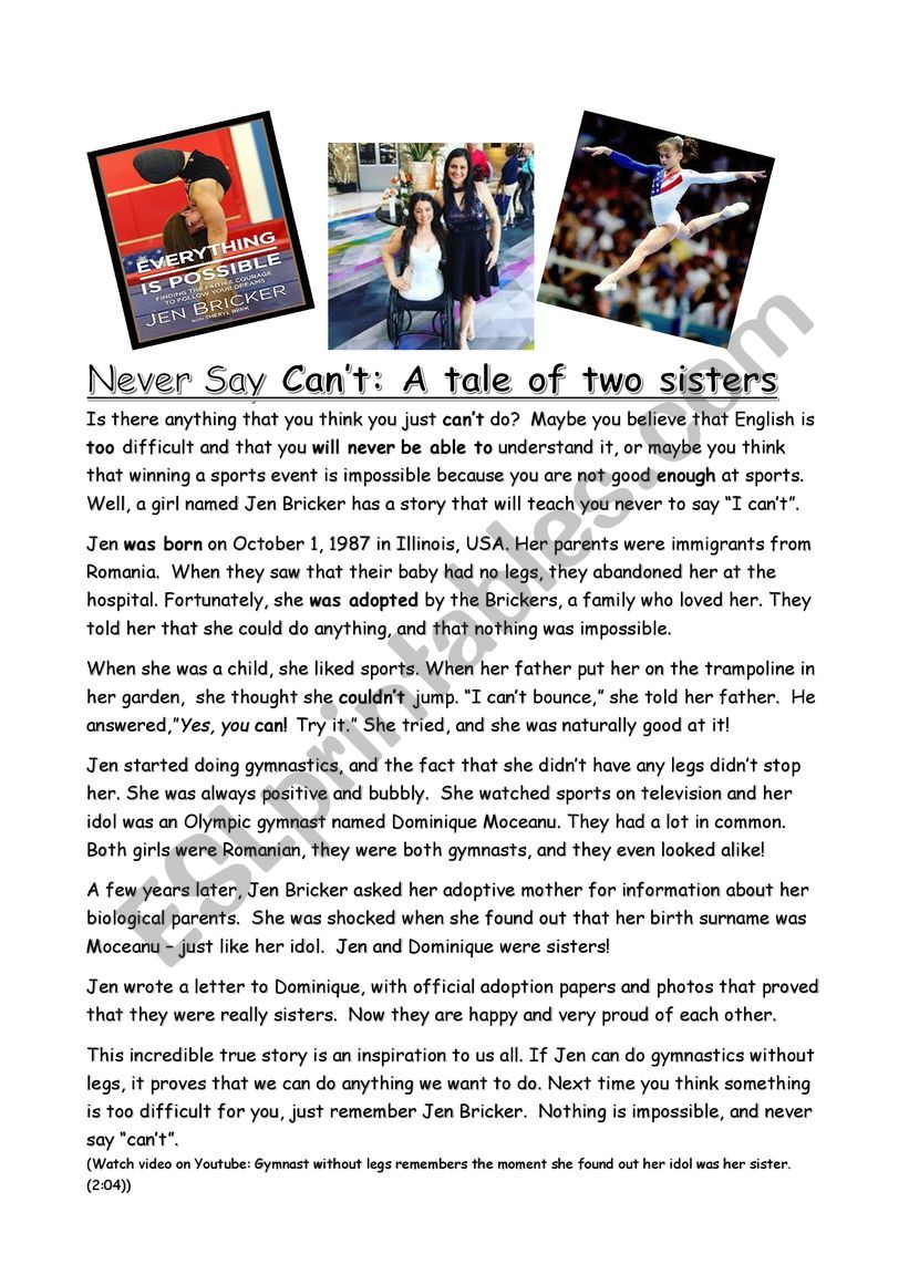 Never Say Cant: a Tale of Two Sisters