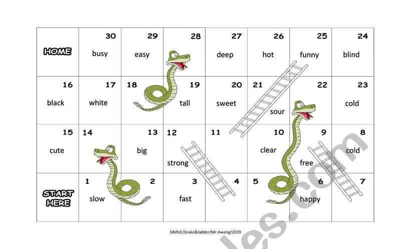 Simile - Snake and Ladder worksheet