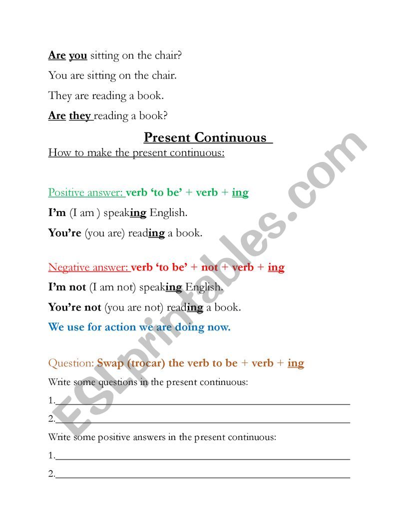 Present Continuous worksheet
