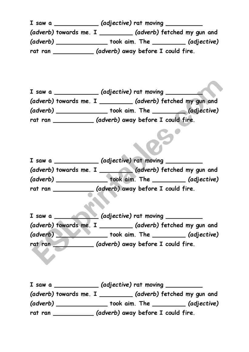 Adjective worksheet