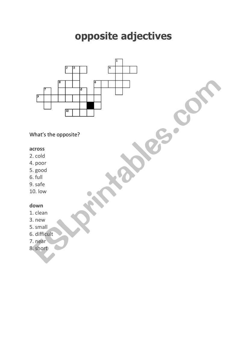 opposite adjectives worksheet
