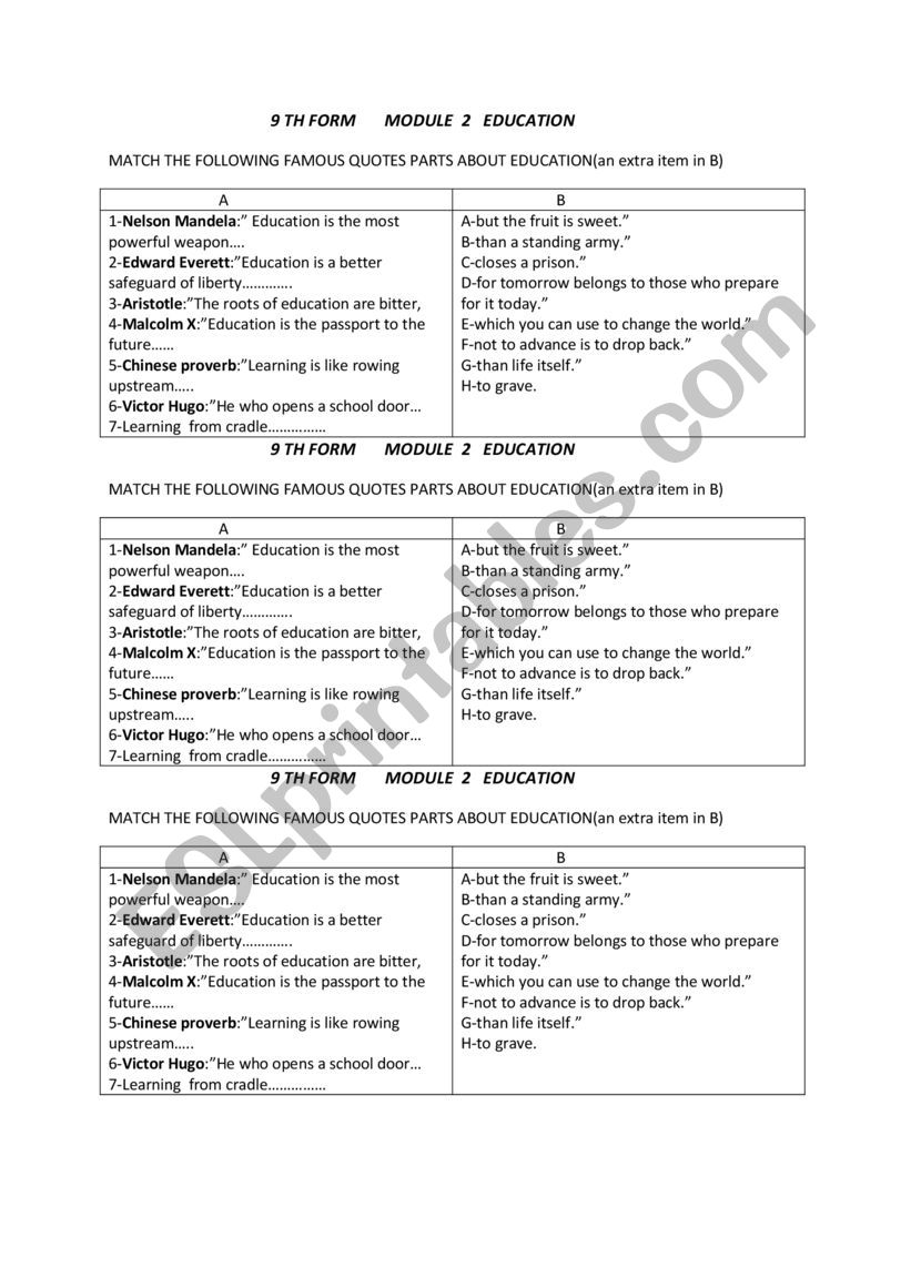 education worksheet