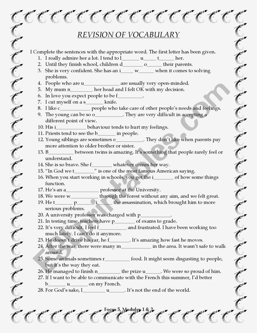 Vocabulary 14 worksheet