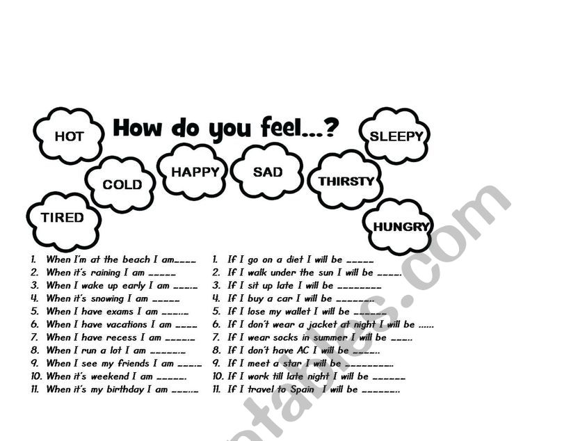 Game of emotions worksheet