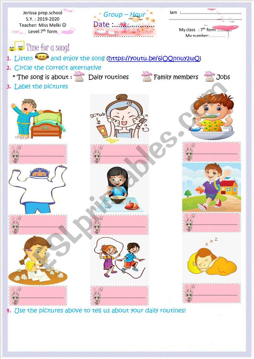 Consolidation 7th form (DAILY ROUTINES)