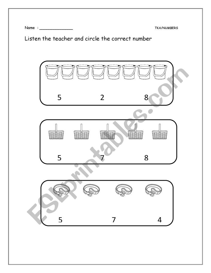 nymbers worksheet