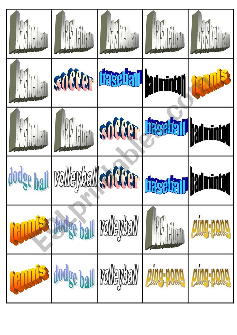 Sport domino worksheet