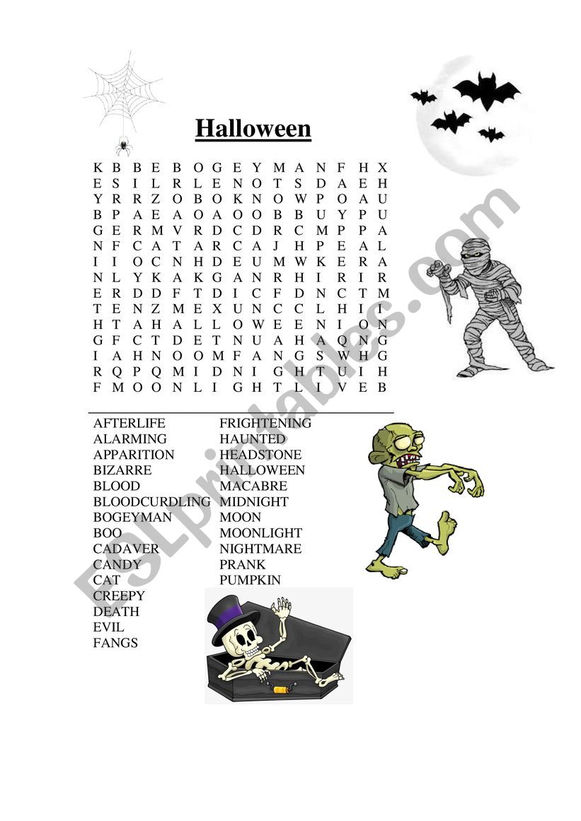 Halloween Word Search Puzzle worksheet
